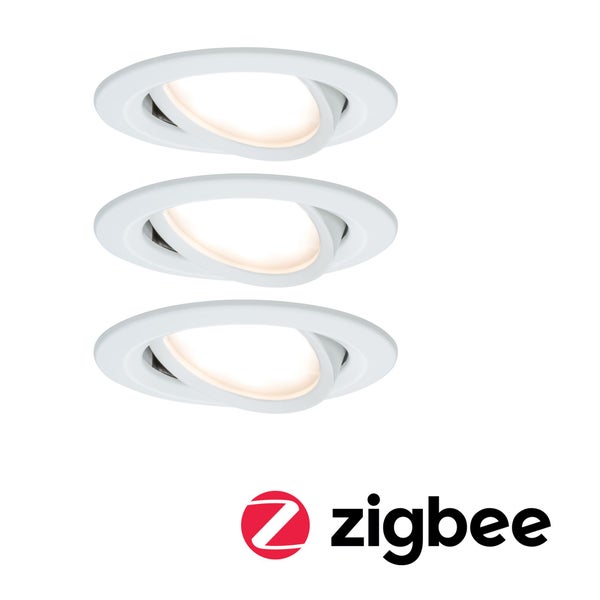 Smart Home Zigbee Set Einbauleuchte Nova Coin + Zigbee Cephei schwenkbar rund 84mm 50° Coin 3x6W 3x470lm 230V 2700K Weiß matt