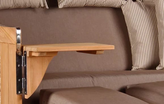 Strandkorb Westerland XXL Teak Bullauge PE shell Dessin 534