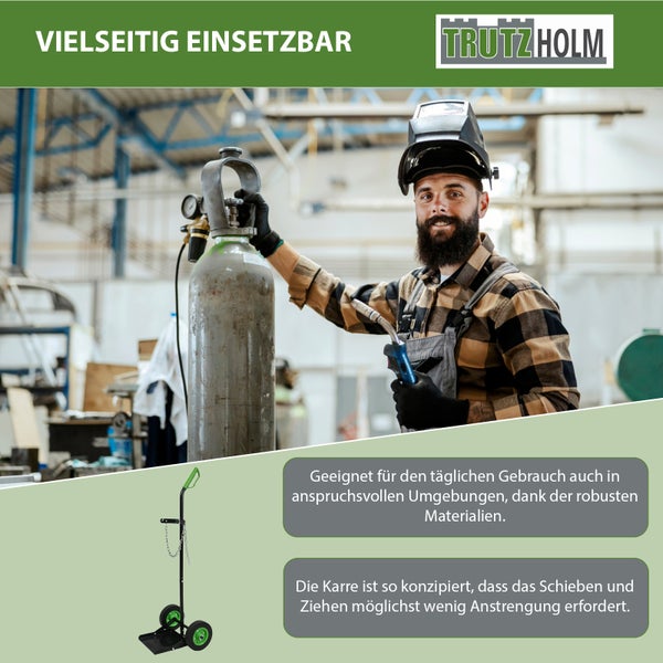 Schweißgasflaschenkarre von Trutzholm für den sicheren Transport von Gasflaschen in Werkstatt und Industrie
