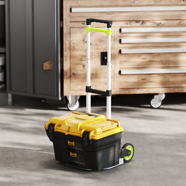 Werkzeugkoffer mit Rollen und ausziehbarem Griff