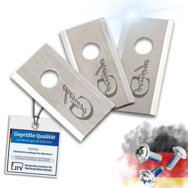 Genisys Ersatzklingen aus Edelstahl für Mähroboter mit Prüfsiegel