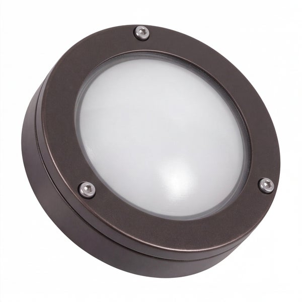 Runde LED Außenwandleuchte aus Metall mit satiniertem Diffusor