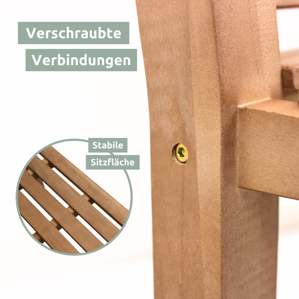 holz4home Gartenbank aus Holz mit Schutzabdeckung und Gartenhandschuhen150cm