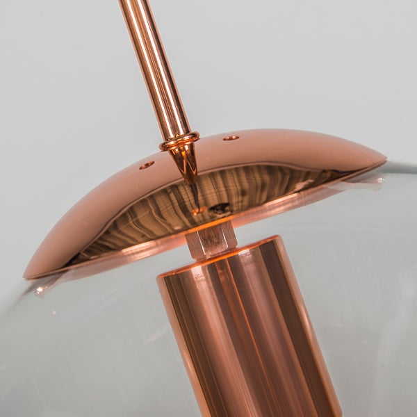 Art Deco Hängelampe Kupfer mit Klarglas 30 cm - Ball 30