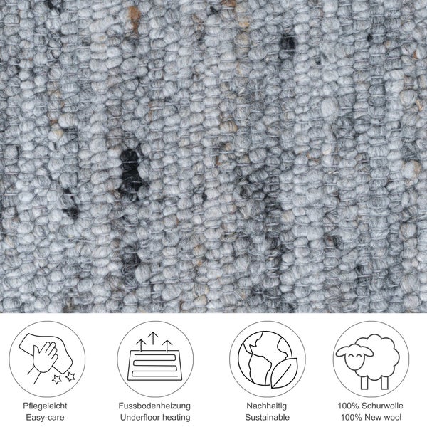 Wendbarer Handwebteppich Malli grau 200x300 cm