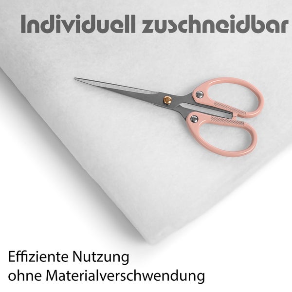 Zuschneidbares Vlies mit Schere zur effizienten Nutzung