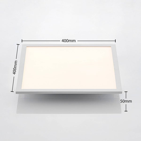 Quadratisches LED-Panel mit den Maßen 400 mal 400 Millimeter und einer Tiefe von 50 Millimeter.