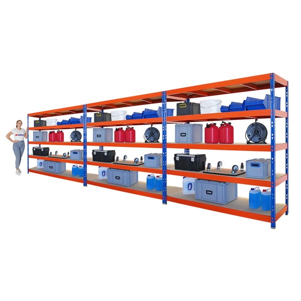 Schwerlastregal mit fünf Ebenen, Abmessungen 200 cm x 200 cm x 60 cm und maximaler Traglast 500 kg