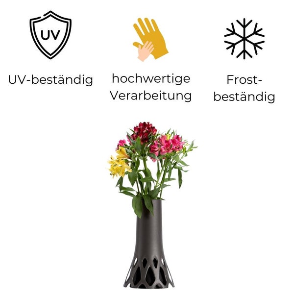 Grabvase Roseta mit Sockel Gewicht anthrazit 1,3 L