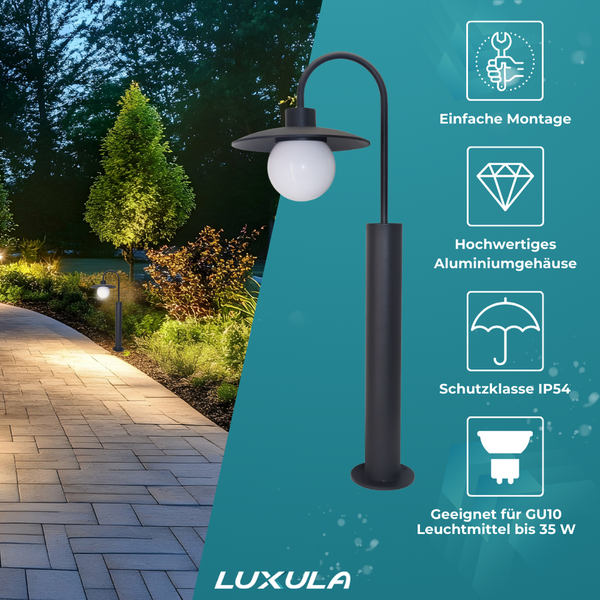 Luxula Außenleuchte mit Aluminiumgehäuse für GU10 Leuchtmittel bis 35 Watt
