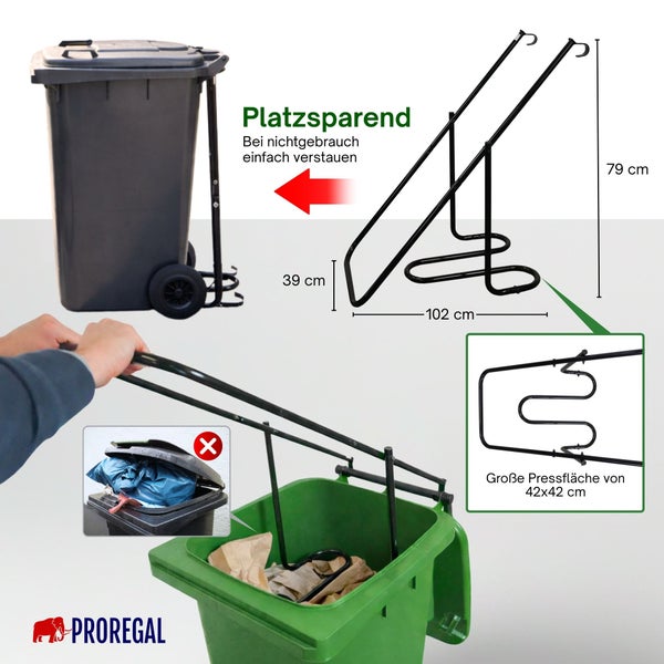 Müllpressvorrichtung zur Reduzierung des Müllvolumens in einer Mülltonne