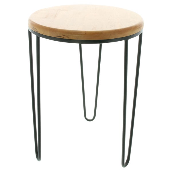 FRANK FLECHTWAREN | Beistelltisch Retro, METALL, HOLZ, 33 x 33 x 46 cm