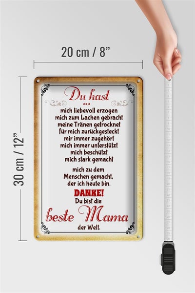 Blechschild Spruch 20x30cm Danke du bist die Beste Mama