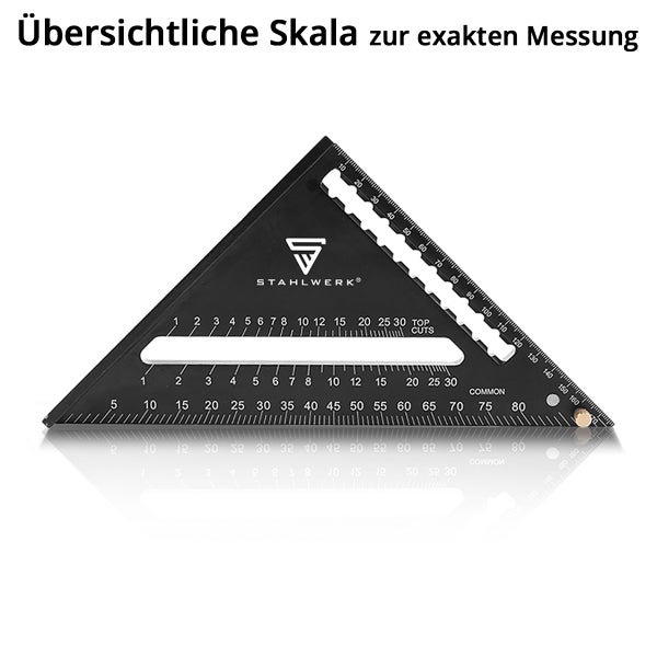 STAHLWERK Winkeldreieck mit Anschlag Aluminium-Winkelmesser Zimmermannswinkel