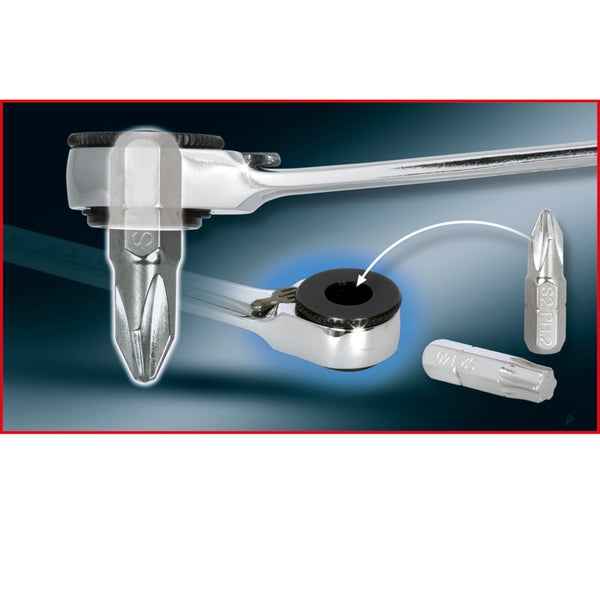 Umschaltknarre mit Schraubendrehereinsätzen