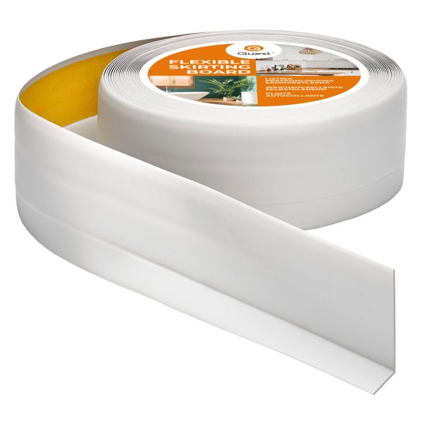 Quest Weichsockelleiste Selbstklebend 50 x 20 mm, PVC Sockelleiste, Flexibel, Hellgrau, 20 Meter