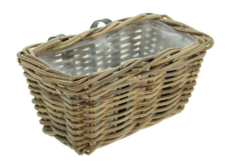 FRANK FLECHTWAREN | Balkonpflanzer Rattan, klein, RATTAN, 30 x 18 x 16 cm