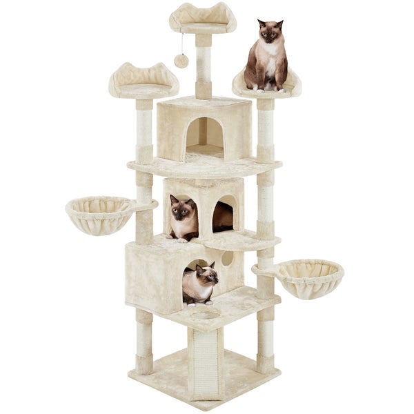 Mehrstöckiger Katzenbaum mit Liegeflächen, Höhlen und Sisalstämmen