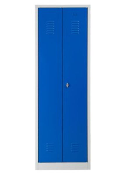 PROREGAL Garderobenspind Camel 2-Fächer & 1-Schloss HxBxT 180 x 60 x 50 cm Vorhängeschloss Grau-Blau