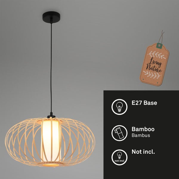 Pendant light, bamboo nature, excl. 1xE27/max.10W
