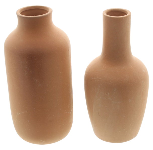 FRANK FLECHTWAREN | Dekovase Terracotta, 2er Set, TERRACOTTA, 8 x 8 x 16 cm