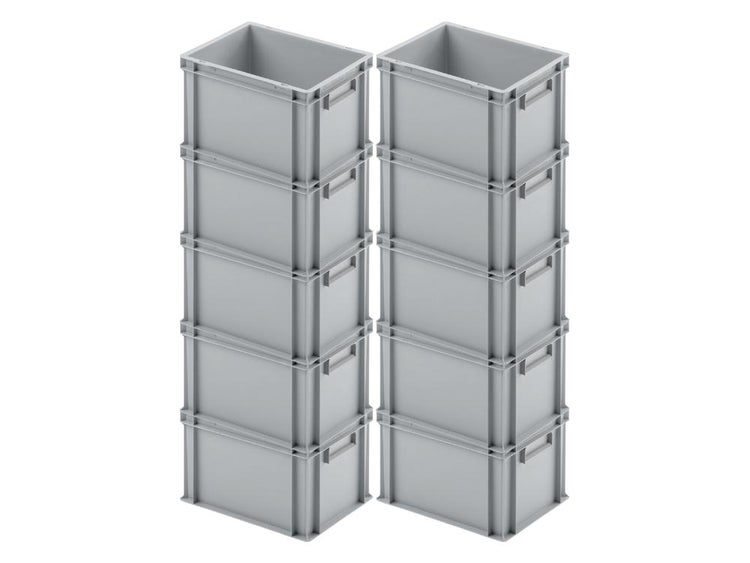 PROREGAL Eurobehälter Mit Geschlossenem Griff HxBxT 23,5 x 30 x 40 cm 22 Liter Grau Eurobox Transportbox Transportbehälter Stapelbehälter