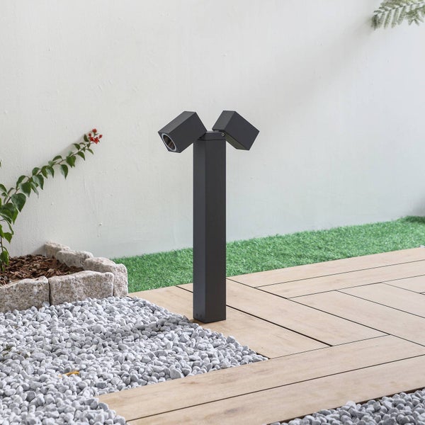 Lindby Außenleuchte Othil (spritzwassergeschützt (Modern) in Alu aus Aluminium (2 flammig, GU10) - Wegeleuchte Pollerleuchte Wegelampe Sockelleuchte
