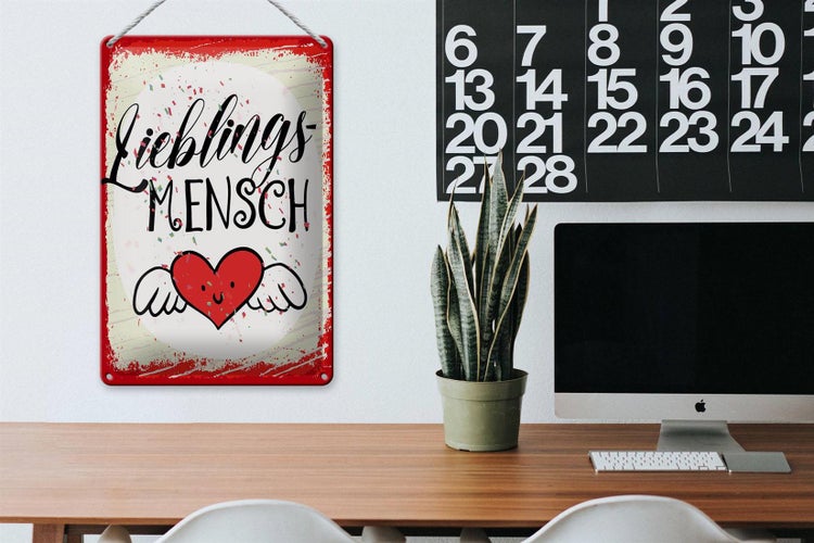 Blechschild Spruch Lieblingsmensch Herz Engel 20x30cm