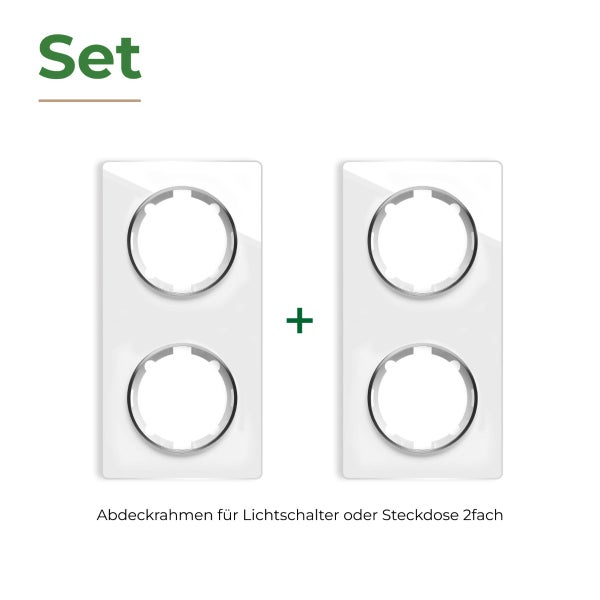 Set aus zwei zweifachen Abdeckrahmen für Lichtschalter oder Steckdosen