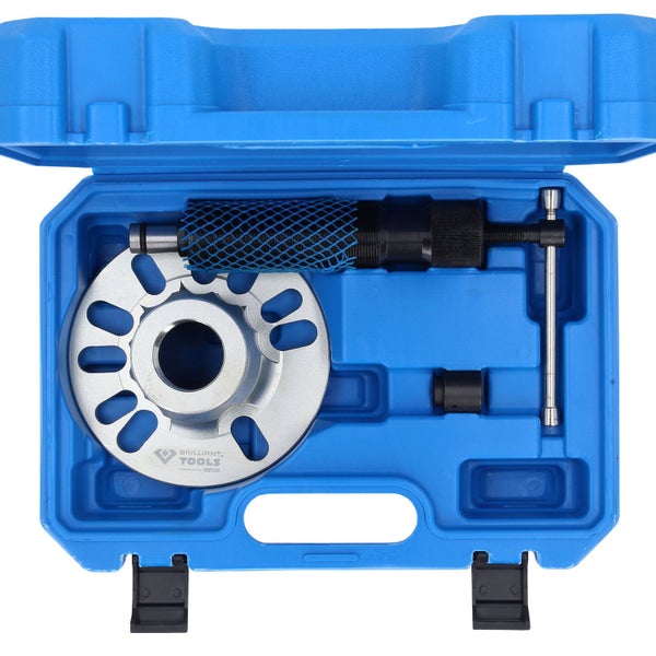 Brilliant Tools Werkzeugsatz in geöffnetem, blauem Kunststoffkoffer