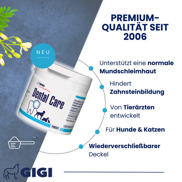 GiGi Dental Care Pulver für Hunde und Katzen zur Unterstützung der Mundschleimhaut und zur Verhinderung von Zahnsteinbildung