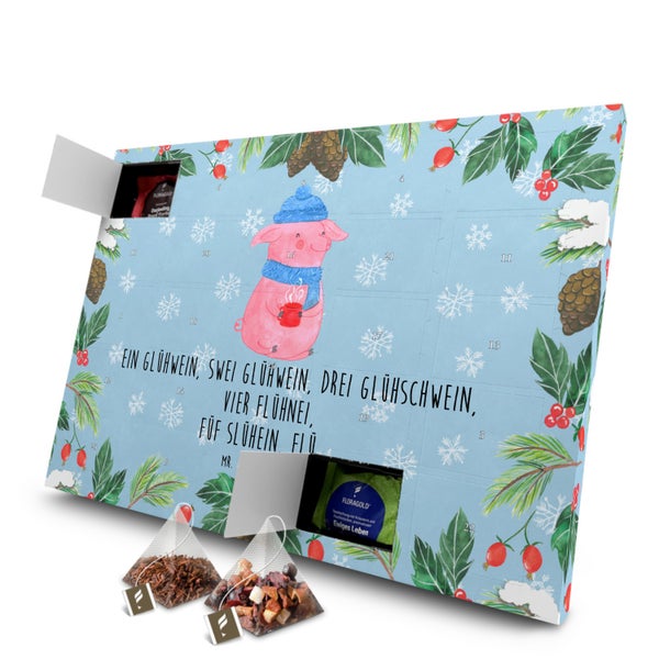 Mr. & Mrs. Panda Tee Adventskalender Schweinchen Glühwein - Blau Pastell