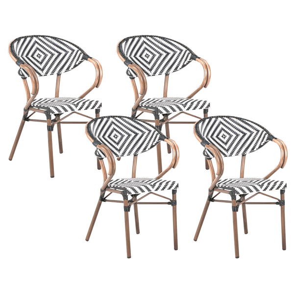 Gartenmöbel Set 4-Sitzer CASPRI Polyrattan Schwarz / Weiß