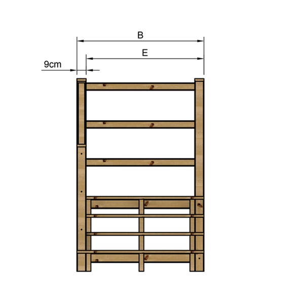 Abmessungen eines Holzregals mit Fächern