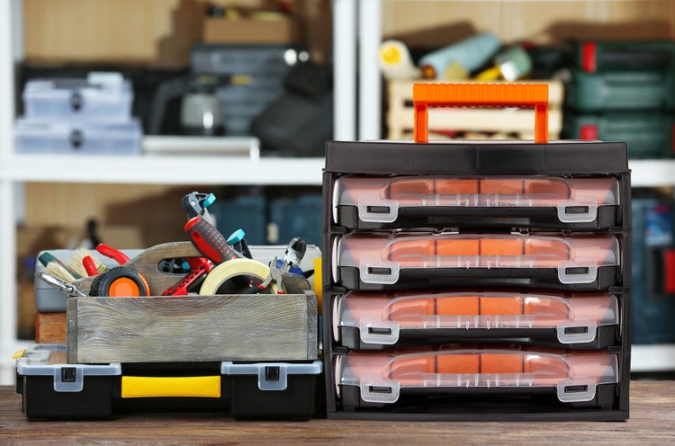 BigDean Sortierkasten Werkzeugkoffer mit 4 herausnehmbaren Schubladen - Sortierkästen Sortierkoffer – Sortimentskasten Schraubenbox - Organizer für Kleinteile -