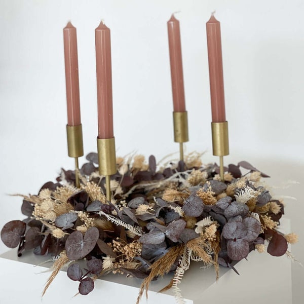 Adventskranz Beige aus Trockenblumen