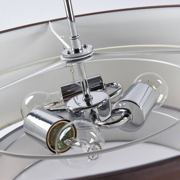 Lindby Textil Deckenleuchte rund 3 flammig, Ringe Deckenlampe Stoff Braun Weiß Grau 3x E27 max. 60W ohne Leuchtmittel Schlafzimmerleuchte