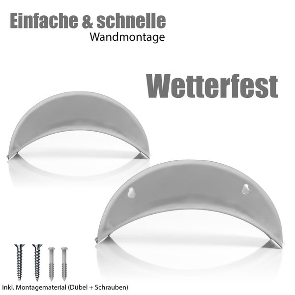 Zwei wetterfeste Briefkastendächer mit Montagematerial für einfache und schnelle Wandmontage