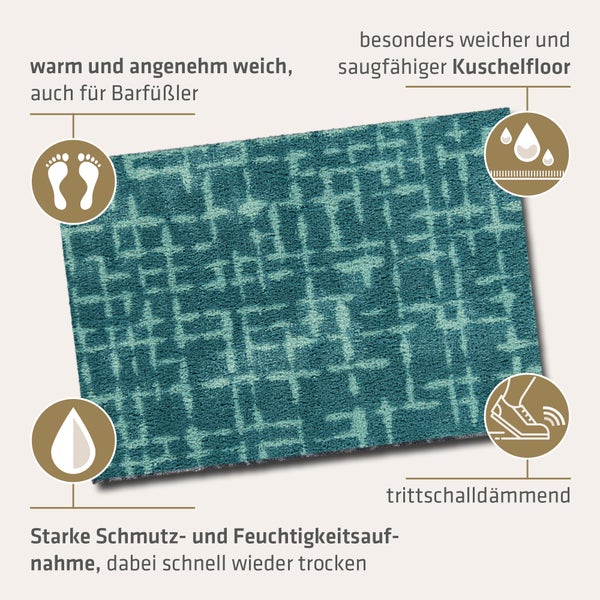 Akzente Feel Badematte mit Motiv in Aqua Blau Fußmatte 50 x 70 cm, rutschfest, saugfähig