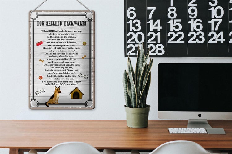 Blechschild Spruch 20x30cm Dog spelled backwards my friend