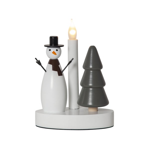 Dekorative Weihnachtsbeleuchtung mit Schneemann, LED Kerze und Tannenbaum Figur