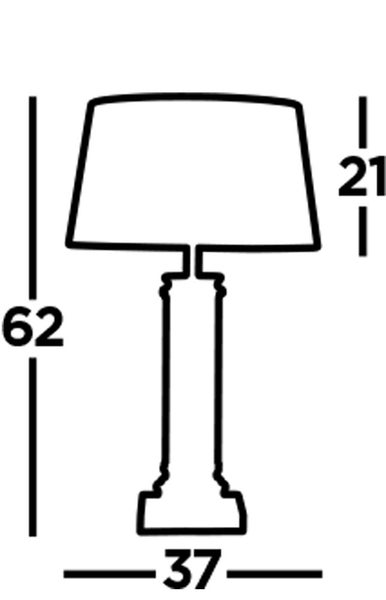 Technische Zeichnung einer Tischleuchte mit Maßangaben.