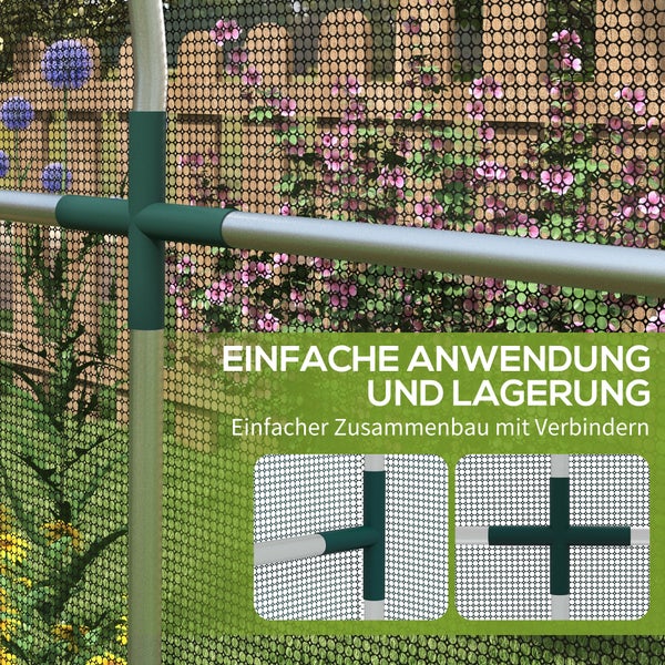 Detailansicht der aufgerollten Tür eines Gewächshauses