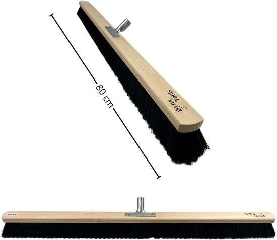 80 cm breiter Straßenbesen mit Holzstiel und Borsten