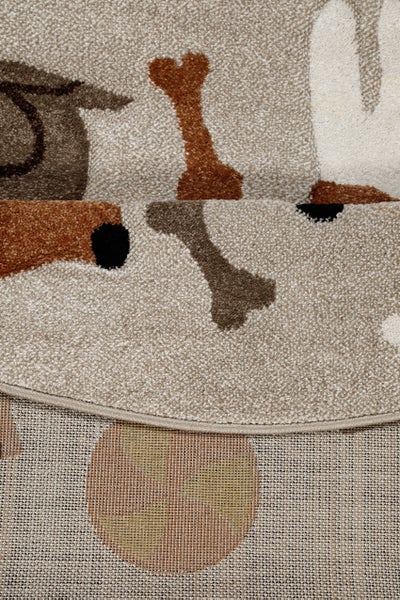 Kinderteppich Sand Beige meliert Rocky & Friends Smart Kids 160 cm rund