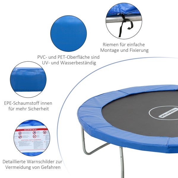 HOMCOM Trampolin Randabdeckung Sicherheitsnetz Wetterplane Leiter Randabdeckung: Ø 244cm Blau