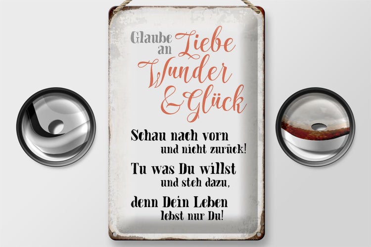Blechschild Spruch 20x30cm glaube an Liebe Wunder Glück