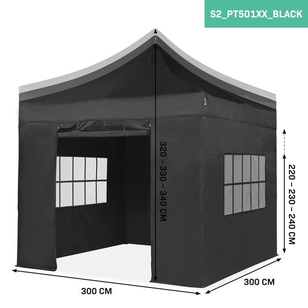 VONROC Pavillon 3x3m wasserdicht stabil - Partyzelt EasyUp System [3Min Aufbau] Popup Faltpavillon modular erweiterbar als Festival Zelt, Gartenpavillon
