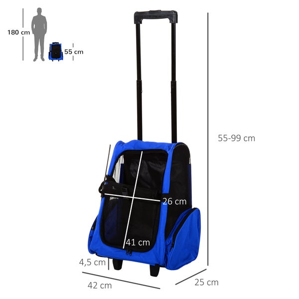 PawHut Tragetasche, 42cm x25cm x55cm, 100% Polyester, Blau+Schwarz
