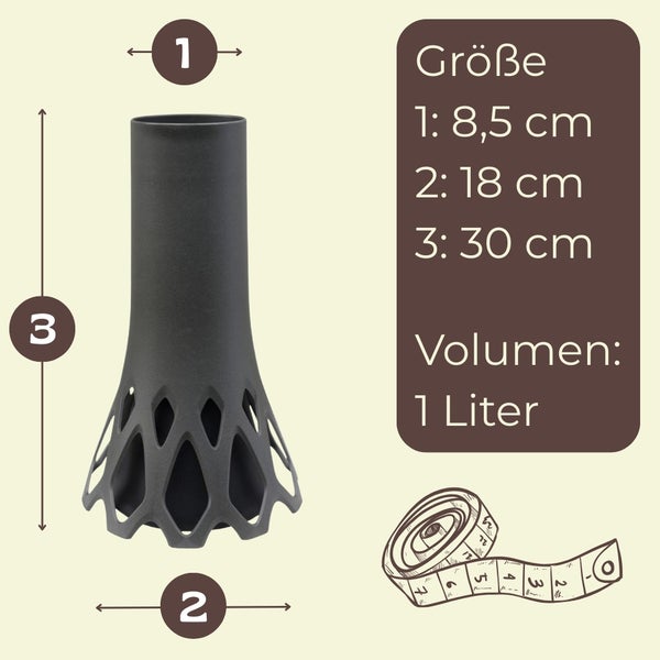 Abmessungen und Volumen einer Blumenvase